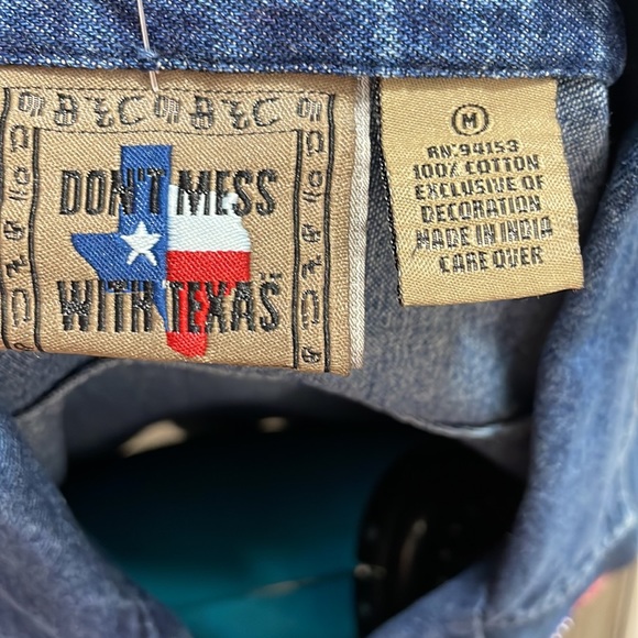 Don’t Mess With Texas VTG Fully Embroidered Beaded Denim Cotton Vest - Picture 5 of 5
